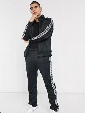 Kappa Banda Snaps Active Tracksuit Banded Medium Size Black Color